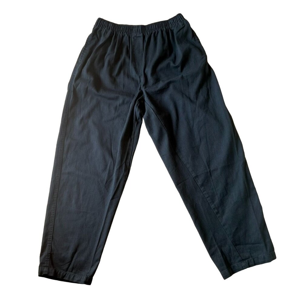 Woman Within Black Size 16W Classic Fit Pants Elastic Waist Pull On Side Pockets